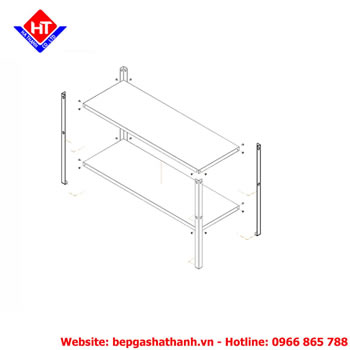 Giá trên bàn inox 2 tầng 1200x400x750 mm