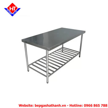 Bàn inox 2 tầng 1 giá nan dưới 1800x750x800 mm