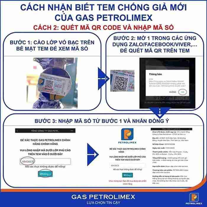 Quét mã QR nhận biết bình 
gas chính hãng